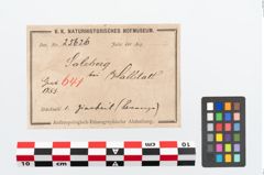 Etikett zu Bronzezierbeil (NHMW-PRAE-025626)